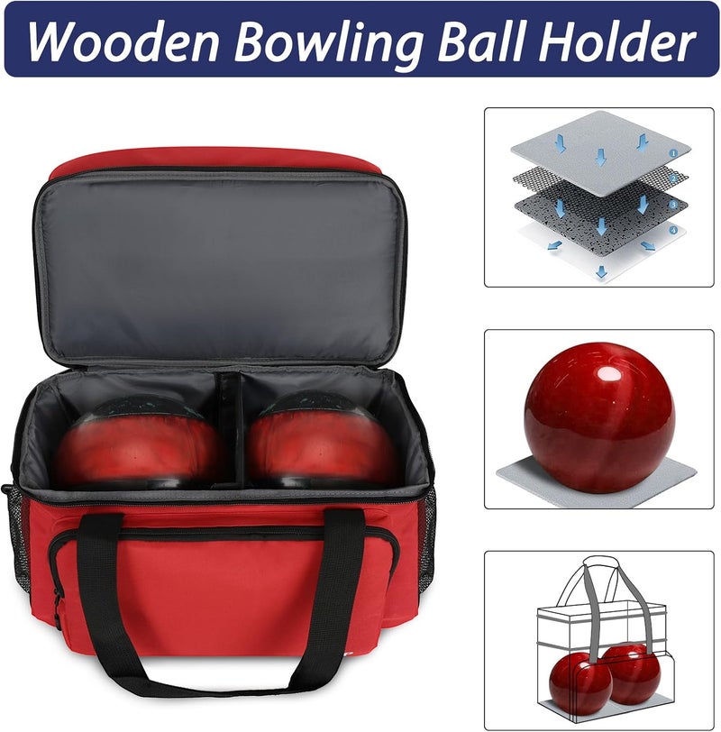 LARIPOP 2 Ball Bowling Bag, Double Bowling Ball Bag with Dual Padded Holder & Shoe Compartment- Fits Shoes Up to Mens Size 16 - Image 5